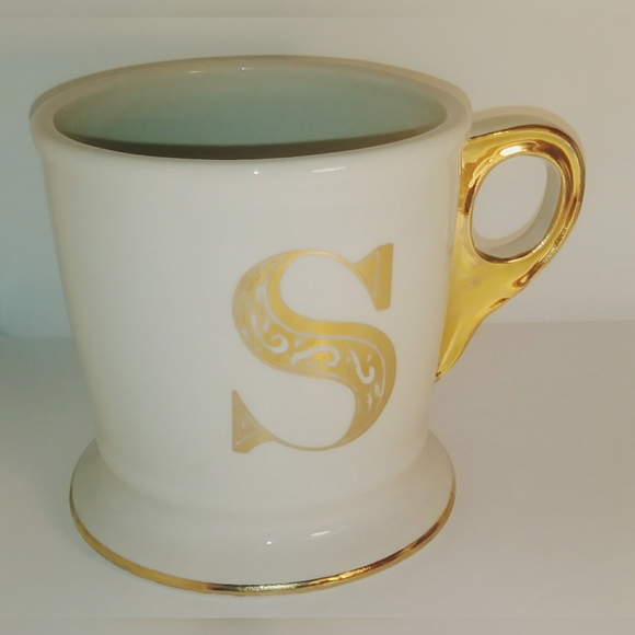 None Other - S Monogram Coffee Tea Mug White & Gold
